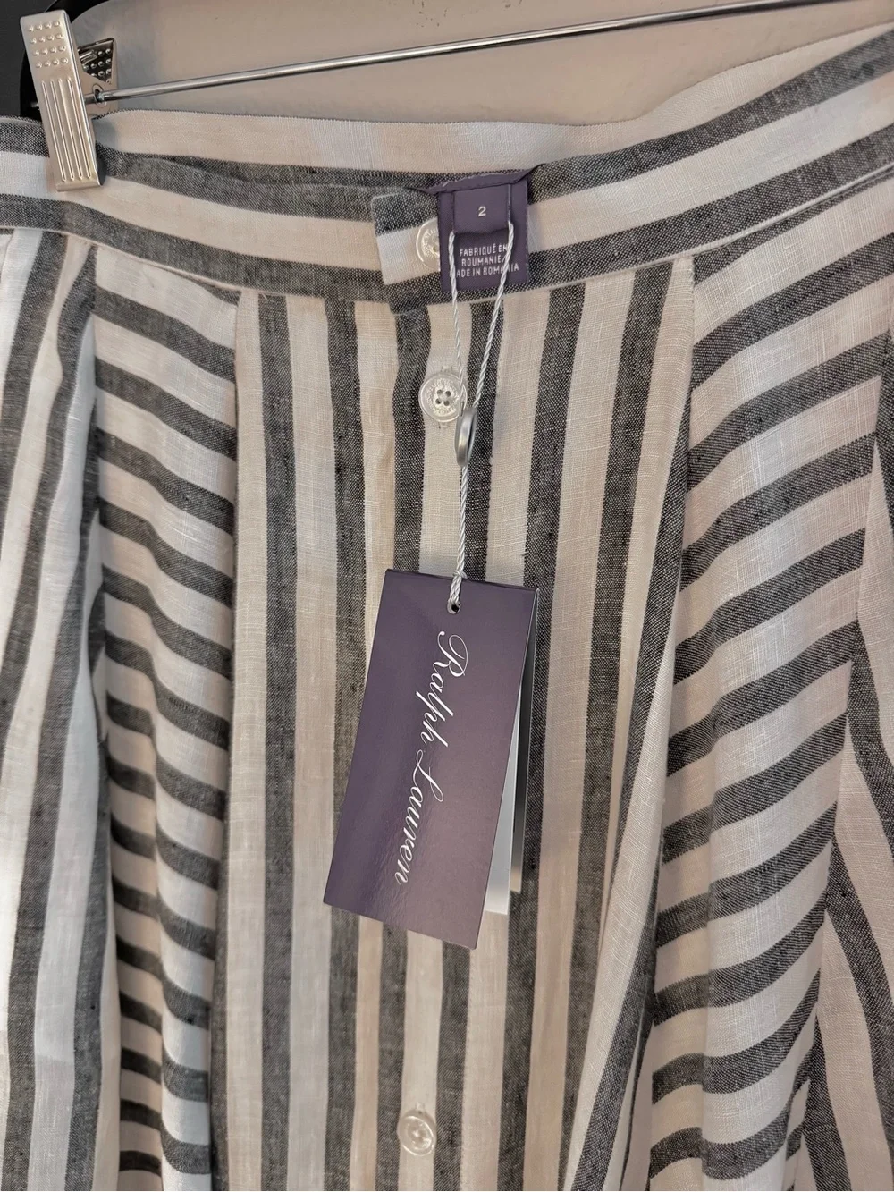 Ralph Lauren Collection Shamus Striped Linen Maxiskirt - Picture 5 of 12